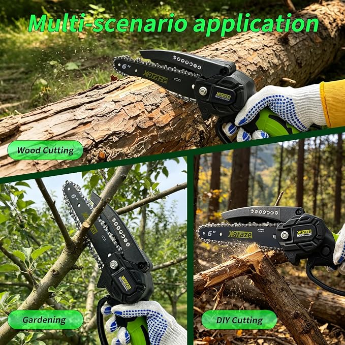 Mini Chainsaw Cordless, 6 Inch Hand Held Portable Electric Chainsaws [2026 Upgraded] Small Chain Saw Battery Powered for Garden and Tree Trimmer, Ideal Gardening Gift for Women and Man
