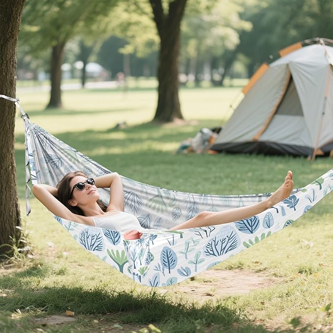 Camping Hammock Outdoor Hammocks for Outside Blue Green Tree Beach Trees Portable Lightweight with Pockets Tree Straps Indoor