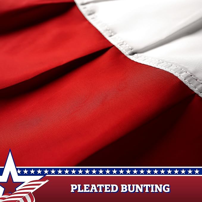 G128 USA Pleated Fan Flag 3x3FT Star Center Quarter Circle Embroidered Polyester Stars and Stripes