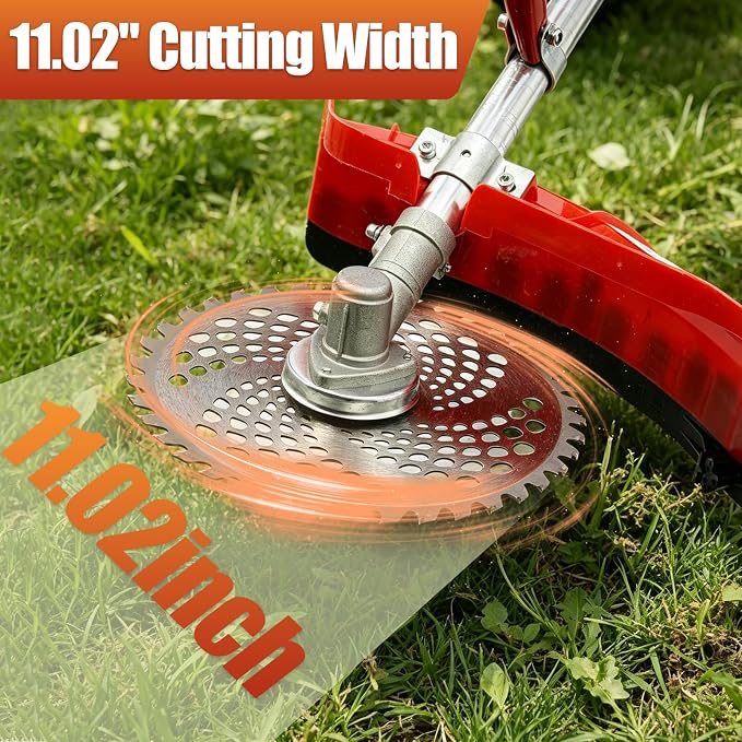 2 Stroke Hand Push Lawn Mower, 49CC Gas Powered Walk Behind Weed Wacker, 6500-7000R/Min Walk Behind String Trimmer with 0.95L Fuel Tank, Gas Weed Eater for Mountains, Hills, Plains