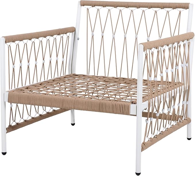 Christopher Knight Home Gwen 3-Piece Bohemian Outdoor Patio Furniture Set, Set of 2 Lounge Chairs with Cushions & Glass Top Side Table, Patio Conversation Set for Garden, Poolside, Beige + Natural