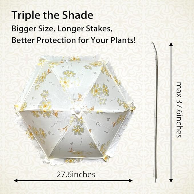 TIMSO Adjustable 3 Pack Plant Shade Umbrella for Outdoor Garden - Sun Protection Cloth & Umbrella for Plants, Potted Plants, and Garden Beds