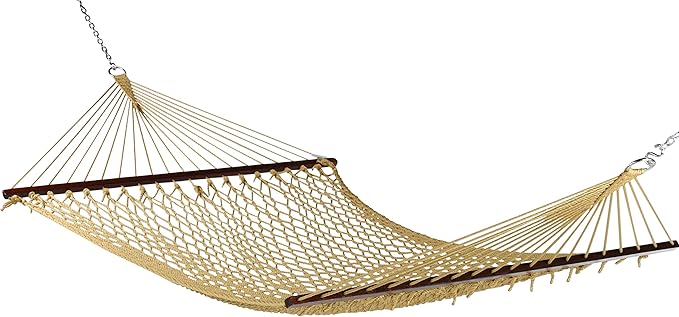 Caribbean Rope Hammock - 55 Inch - Soft-Spun Polyester (tan)