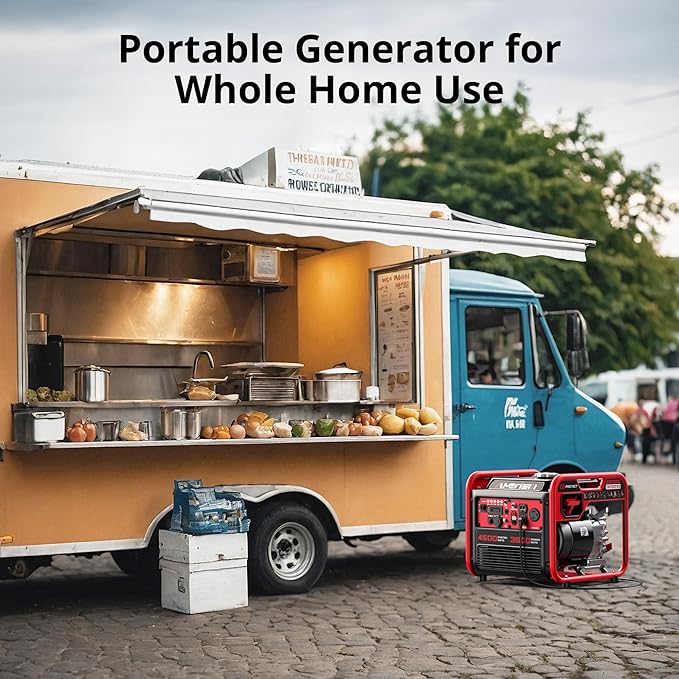 AMERISUN Portable Inverter Generator 4500W, Gas Powered Generator with CO Sensor, Digital Display, Parallel Capable, Long Run Time Gas Generators for RV, Home, Emergency, EPA Compliant