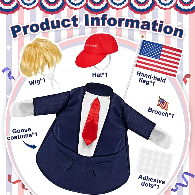 1 Set Patriotic Porch Goose Outfit for 23 Inch Goose Statues | 4th of July Goose Clothes for the 250th Anniversary, Independence Day Yard, Garden and Patio Displays