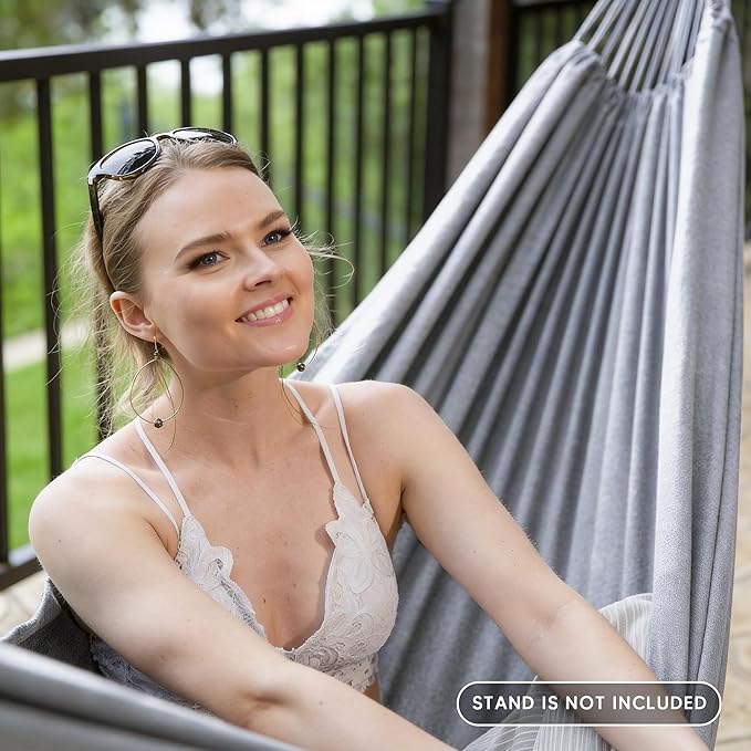 SUNCREAT Medium Size Tree Hammocks for Outside, Patio Hammock Without Stand, Light Gray