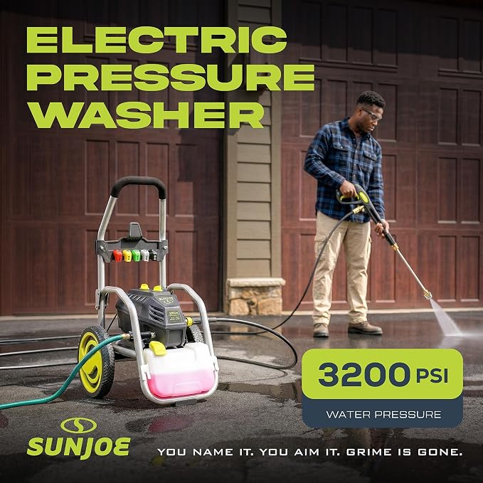 Sun Joe SPX4800 14.9-Amp Electric Pressure Washer, w/ 5 Quick-Connect Tips, Detergent Tank, Cleans Cars, Fences, Patios, Decks, Sidewalks & More
