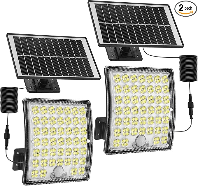 Solar Lights Outdoor Waterproof, Motion Sensor Outdoor Lights, 3 Modes 184 LED 150% Bright Upgraded Convex Lens 16.4 Ft Cord, Dusk to Dawn Solar Flood Light for Porch, Patio, Yard, Garage