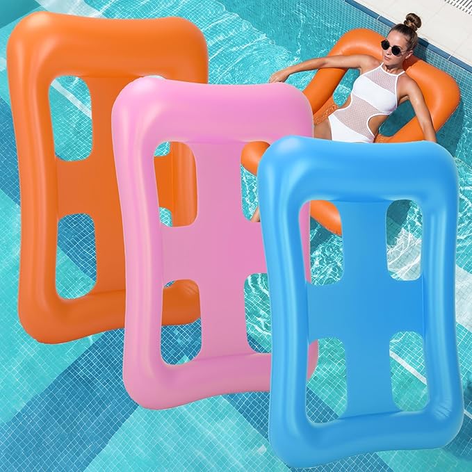 3 Pcs Inflatable Pool Hammock Float Swimming Float Lounge 4 Holes Adult Comfort Water Chair PVC Material for Swimming Pools Pool Toys Backyard Party Lakes
