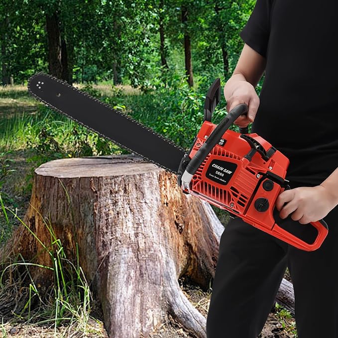 20 Inch Chainsaw Gasoline Powered 58cc 2-Stroke Engine, 20" Manganese Steel Bar & Chain, 17.64lbs Lightweight Professional Chainsaw for Tree Cutting, Wood Logging, Forest Landscaping