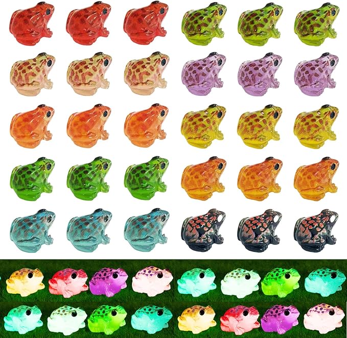 60 Pcs Luminous Resin Frogs Little Frogs Glow in The Dark for Craft,Garden Decor, Home Decorations