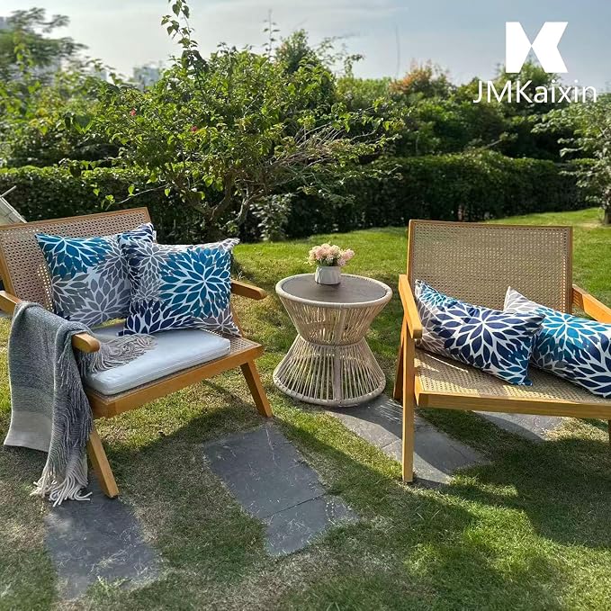 Outdoor Patio Lumbar Pillows, Pack of 2, 12"x20" | Fade Resistant Outdoor Waterproof Lumbar Pillow with Inners Decorative Garden Lumbar Cushions for Home Patio Terrace Sofa