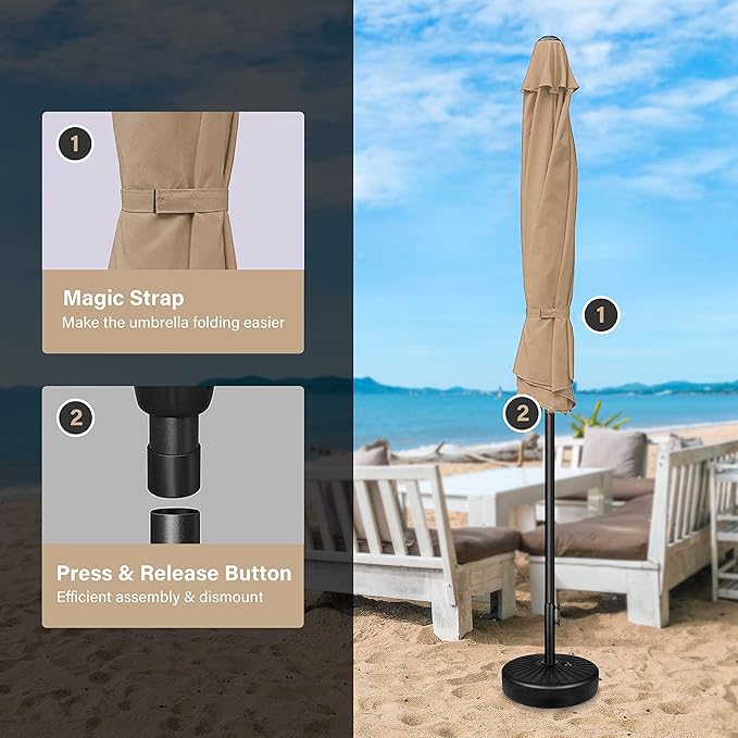 Simple Deluxe Patio Umbrella Outdoor, UV Protection Sunshade with Push Button Tilt/Crank and 8 Sturdy Ribs, for Table Garden Lawn Beach Pool