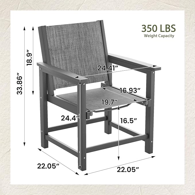 UDPATIO HDPE Patio Dining Set, Heavy Duty Extra-Wide Outdoor Chairs with 360 lb Load Capacity, Easy to Assembly, All-Weather Seating for Patio, Pool, Garden, Backyard
