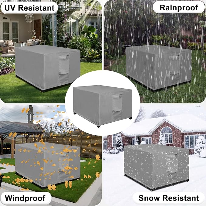 OutdoorLines Outdoor Waterproof Patio Ottoman Covers - Rectangle UV-Proof Patio Side Table Cover Windproof Heavy-Duty Furniture Covering Protector 48L x 25W x 18H Inch, Grey