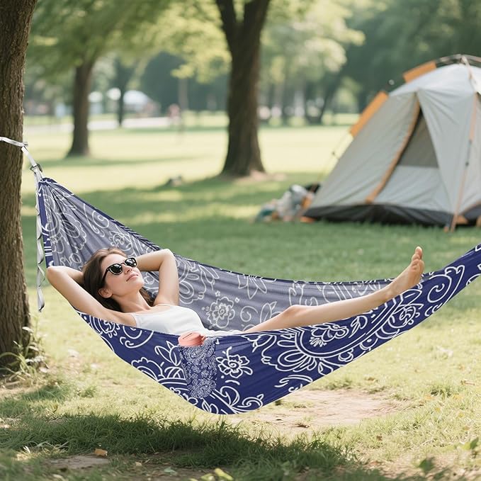 Ethnic Flower Outdoor Hammocks Swing Hammock for Patio Backyard Lounge Base