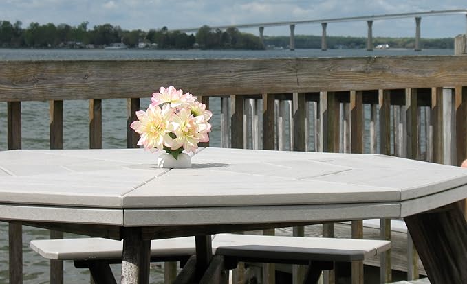 Flower Vase Patio Table Umbrella Hole Insert, White