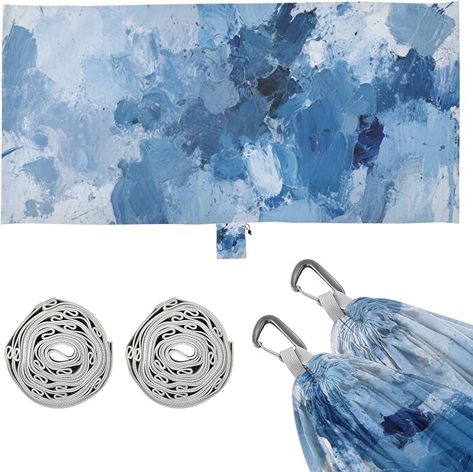 Abstract Art Splash Ink Blue Hammocks Hanging Hammock for Patio Backyard Lounge Base