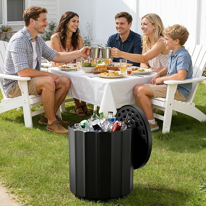 FONTOI Outdoor Cooler Side Table 2 Pack, 2 in 1 Ice Chest Side Table,as Cooler Side Table,Cooler Table for Patio, Parties Picnics, Beach