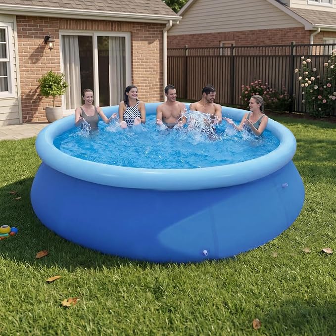 DIMAR GARDEN 14ft x 33in Inflatable Swimming Pool, Outdoor Round Top Ring Above Ground Pools