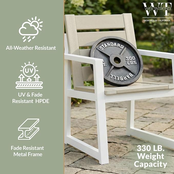 WestinTrends Cape May 9-Piece HDPE Outdoor Furniture Patio Dining Table with Umbrella Hole and Chairs Set for 8, Sand