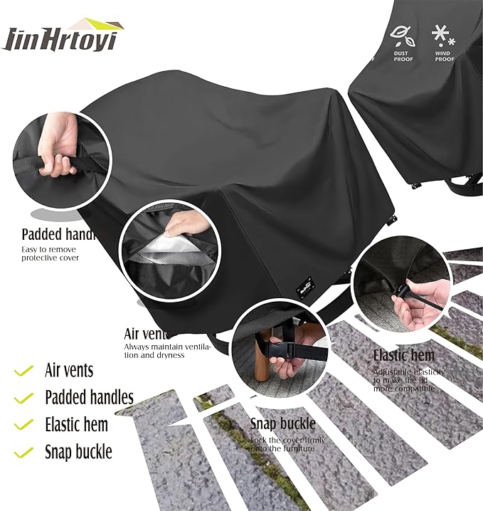 JinHrtoyi Outdoor Chair Covers 2 Pack,27Wx32Dx36H inches Patio Chair Cover,100% Waterproof Heavy Duty Outdoor Furniture Covers Waterproof,Black Minimalism Style Patio Furniture Cover