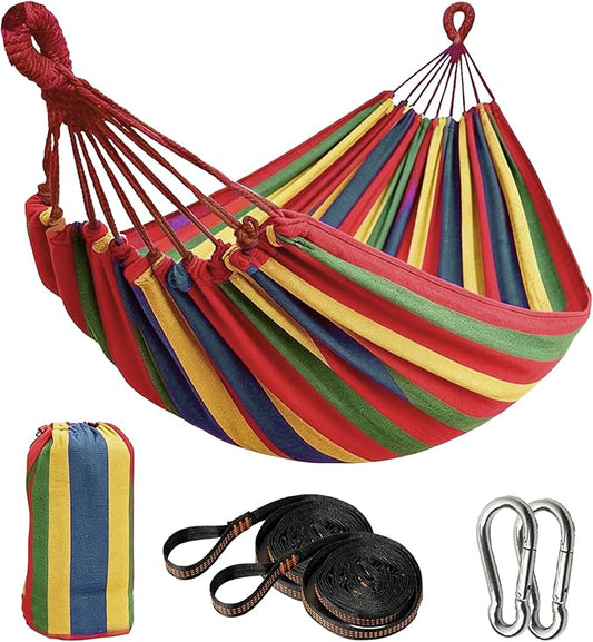 Outdoor Amacas Garden Camping Hammocks Portable for Patio Yard Porch Travel | Hammock Nylon Hiking Beach Backpack Survival Travel- Up to 300lbs with Tree Straps