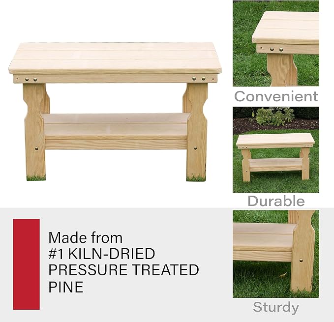 Amish Casual Heavy Duty Pressure Treated Wood Unfinished Outdoor Coffee Table - Crafted from Solid Pine by Amish Craftsmen in The USA