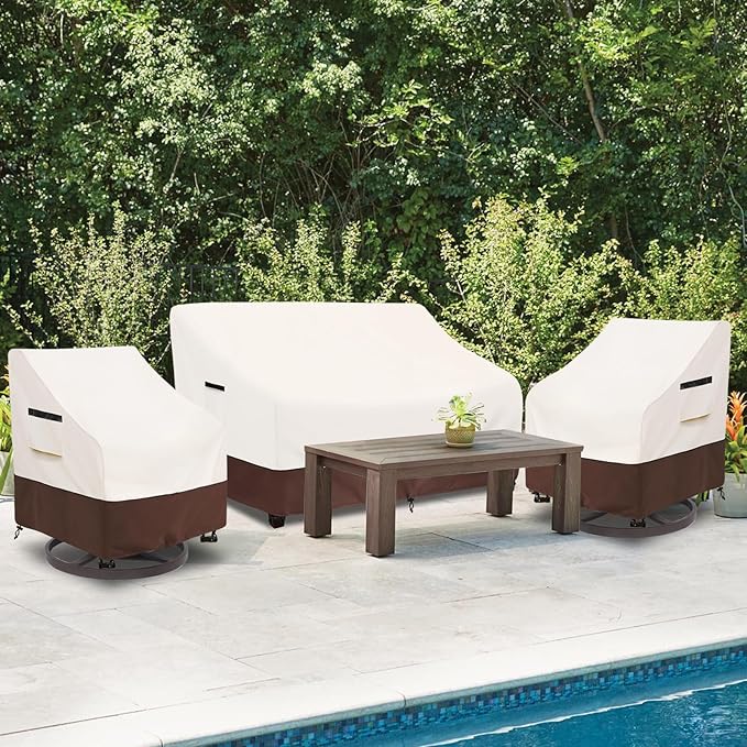 Outdoor Couch Covers,85 Inches Outdoor Sofa Cover, Waterproof Patio Furniture Cover,Furniture Covers for Patio Seating (Beige)