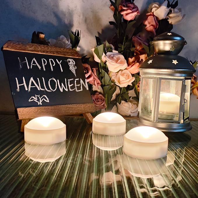6 PCS Halloween Pumpkin Lights with Remote and Timer Battery Operated LED Bright Flickering Flameless Candle Set Bulk for Jack-O-Lantern Décor Halloween Party Home Spooky Decorations, White Color