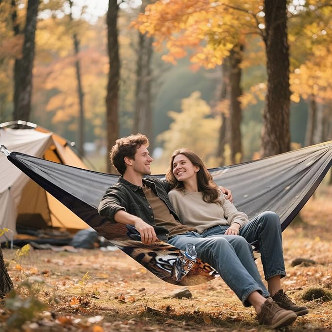 Tigers Camping Hammock, Portable Lightweight Single Hammock with Tree Straps and Aluminum Carabiners, 114" x 54" Travel Hammock for Hiking Backpacking Beach