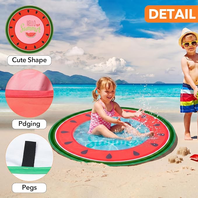 Hungdao Pop up Baby Beach Pool Portable Toddler Paddling Pool Cute Shape Beach Pit with Water Bag and Storage Bag for Infant Kids Boys and Girls Outdoor Summer Camping Traveling Vacation (Watermelon)