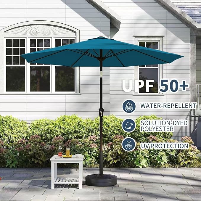 PatioKingdom 11FT Patio Umbrella,Outdoor Umbrella with Push Button Tilt and Crank,Market Table Umbrella with 8 Sturdy Fiberglass Ribs UV Protection
