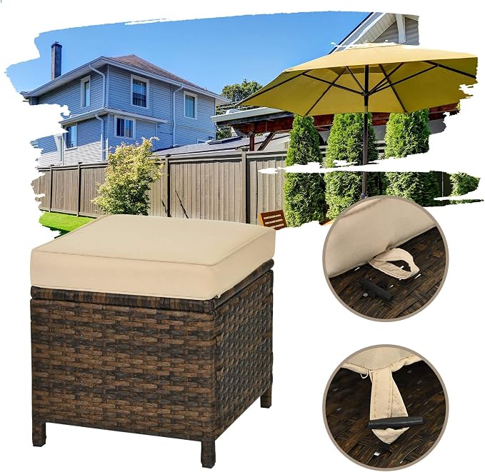 Tangkula Wicker Outdoor Dining Set, 6 Piece PE Rattan Wicker Sectional Corner Sofa Set with Dining Table, 2 Ottomans, Suitable for Garden, Patio, Poolside, Lawn and Balcony, Patio Furniture Set