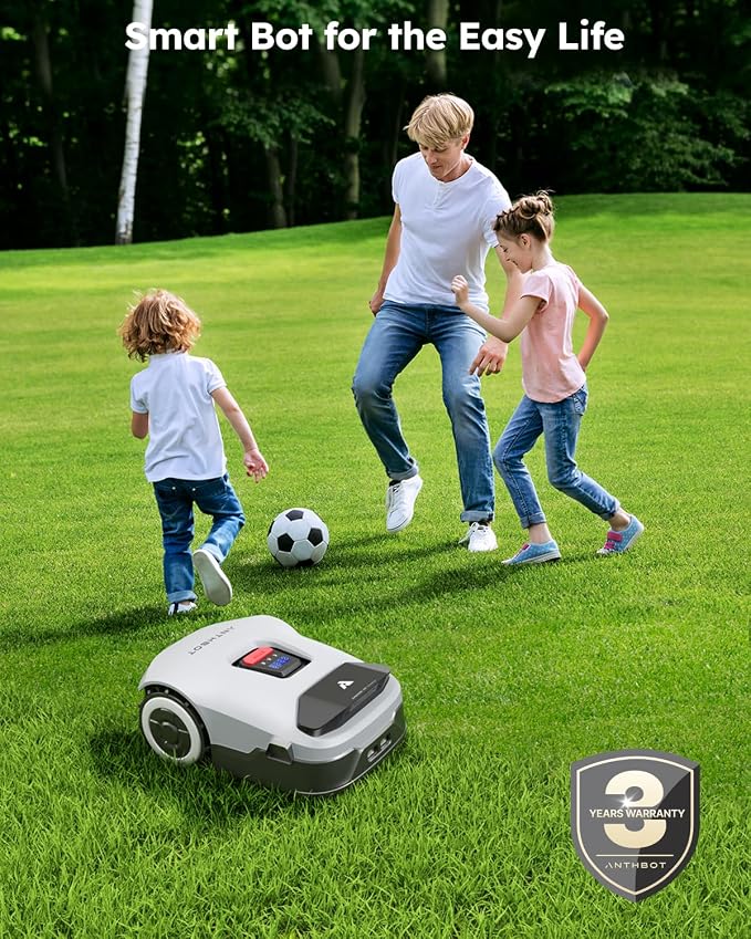 ANTHBOT Genie3000 Robot Lawn Mower - NO Wire, Full Band RTK+4-Eye Vision Robotic Lawnmower for 3/4 Acre, Auto Mapping, Multi-Zone Management (Renewed)