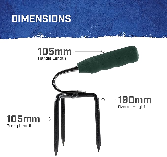 Faithfull Essentials Mini-Prong Hand Cultivator, Carbon Steel Garden Claw for Breaking Up Soil in Pots, Flower Beds & Vegetable Patches