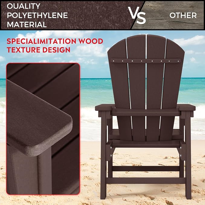Costaelm Paradise Kids 5-Piece HDPE Outdoor Square Patio Dining Table and Chairs Set, Dark Brown