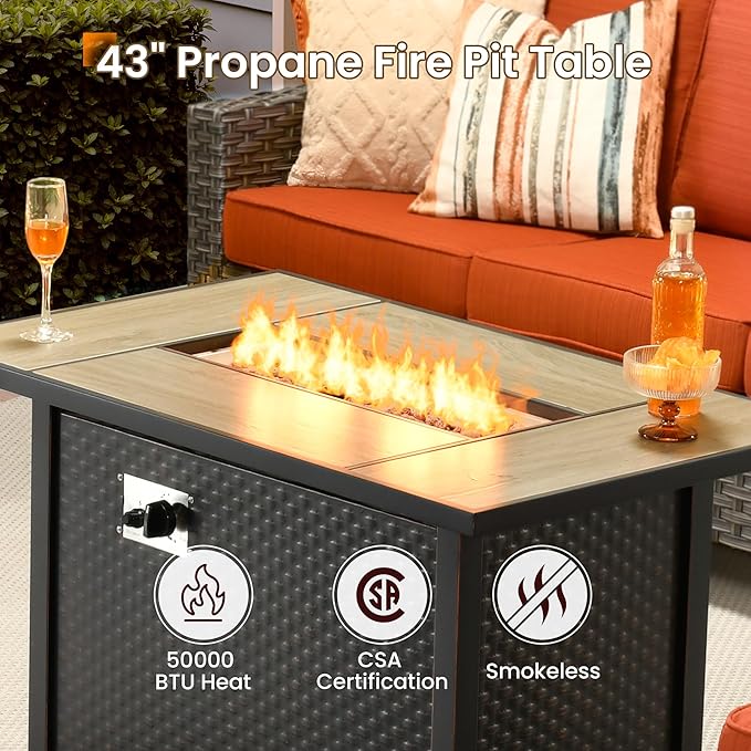 Wicker Patio Furniture Set,7 Pieces Modern Outdoor Conversation Set Sectional Sofa with Cushion and Ottomans for Garden, Poolside, Backyard