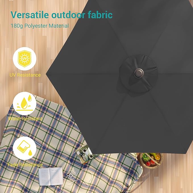 7.5ft Outdoor Umbrella Patio Umbrella,2-Year-Non-Fading,Table Market Patio Umbrella with Push Button Tilt and Crank,for Pool, Deck, Garden,Backyard