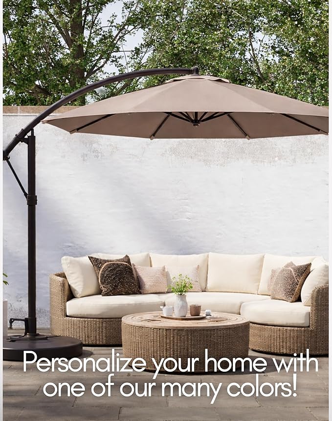Formosa Covers Replacement Umbrella Canopy for 10ft 8 Rib Hanging Offset Cantilever Market Outdoor Patio Shades in Red Ribs Length 58" to 60" (Canopy Only)