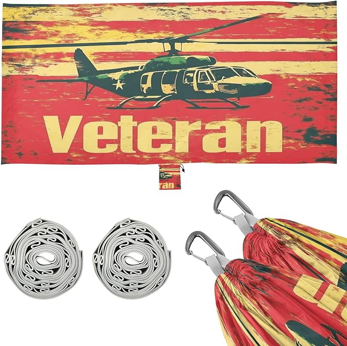 National Vietnam War Veterans Day National Flag A Helicopter Outdoor Hammock with Tree Straps Tree Hammock for Outside Beach Patio Garden