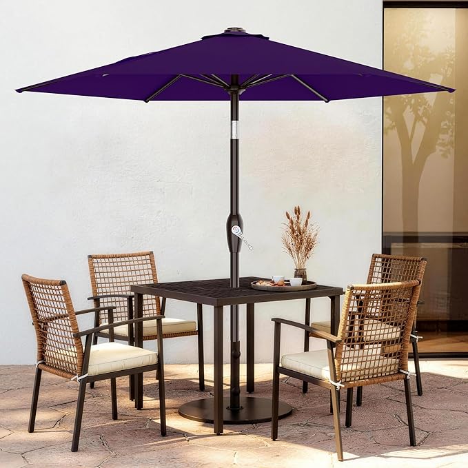 AreShark 7.5FT Patio Umbrella Table Market Umbrella w/Tilt and Crank, Heavy-Duty Outdoor Umbrellas for Pool, Deck, Garden and Backyard, Purple