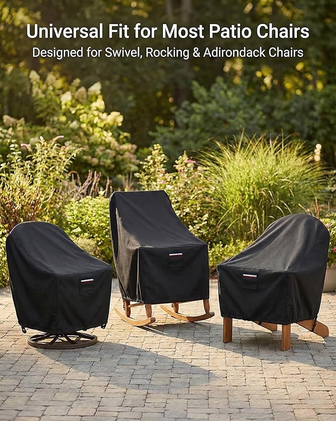 Outdoor Patio Chair Covers 4-Pack, Heavy Duty 600D Oxford Fabric, Weather Resistant Waterproof Furniture Protectors, 33x35x36 Inches, Black