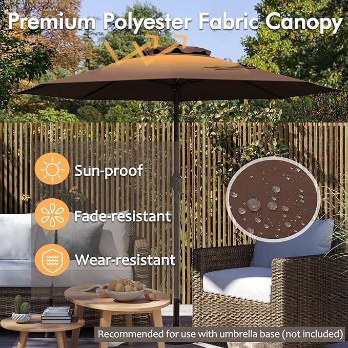 Tangkula 8.5 FT Patio Umbrella, Double-Tier Outdoor Umbrella with Crank Handle, 8 Sturdy Ribs, Sun-Protective Canopy for Market Table Pool Deck Garden Backyard (Tan)