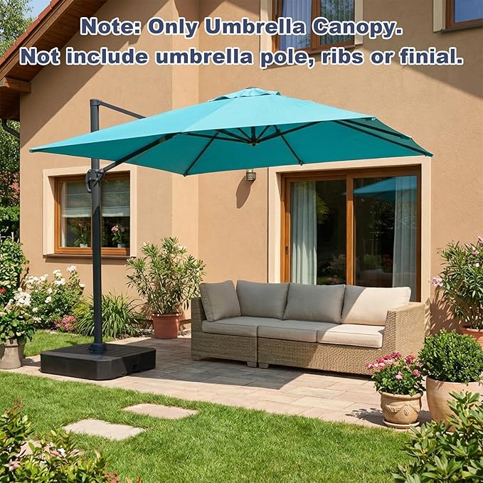BPS 10'x10' Cantilever Umbrella Replacement Canopy for 8 Ribs Square Offset Umbrella, Outdoor Canopy Replacement for Patio Parasol, Canopy Only
