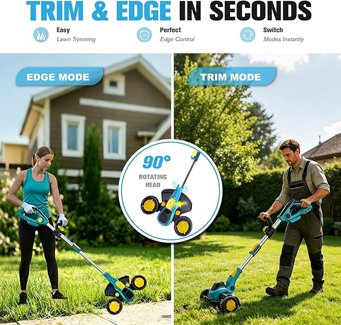 Electric Weed Wacker Compatible with DEWALT 20V MAX Battery, Electric Weed Cordless Eater with 4 Types Blades, Brushless Brush Cutter/Lawn Edger/Mower/Grass Trimmer for Yard Garden(No Battery)