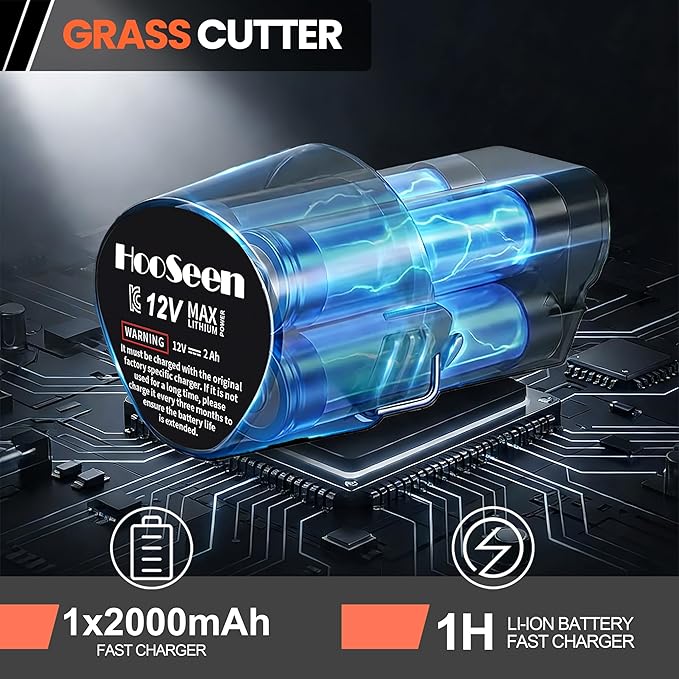Cordless Weed Wacker, Grass Trimmer with 3 Types Blades and 2.0Ah Li-Ion Battery Powered,12V Electric Weed Trimmer/Edger for Garden Yard Work and Lawn Care（Orange）
