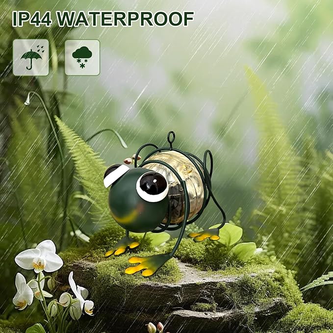 EVOLUX Solar Outdoor Frog Lights for Garden - Outdoor Statues Figurine Lights for Lawn, Patio, Balcony, Yard Ornament Cut Housewarming Gifts(2 pcs)