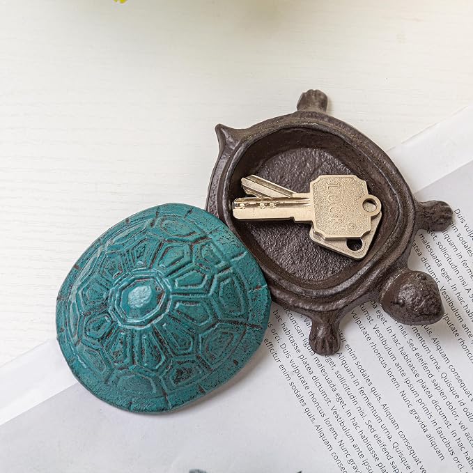 Ionela Turtle Key hiders Outside Garden Hide a Key, Antique Blue | Decorative Hidden Key Holder for Outside, Discreet Hide a Key Rock Alternative, Outdoor Spare Key Storage Box for Garden.