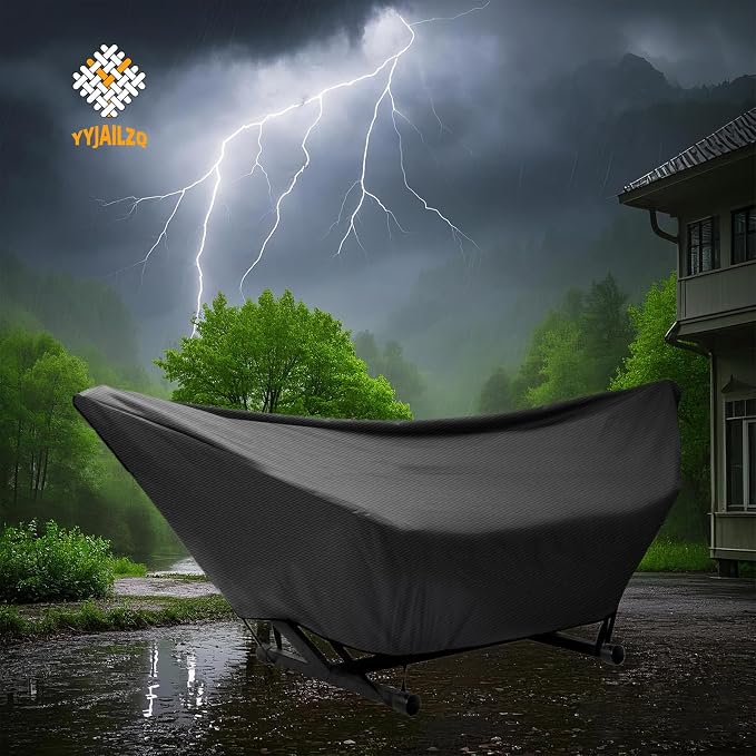 Hammock Cover Waterproof,10-15FT Outdoor Hammock Covers with Elastic Ropes,Adjustable Buckle and Zip,420D Oxford HammockBeds Cover for Garden,Patio,Beach Hammocks Stand (Black, 11-12FT)